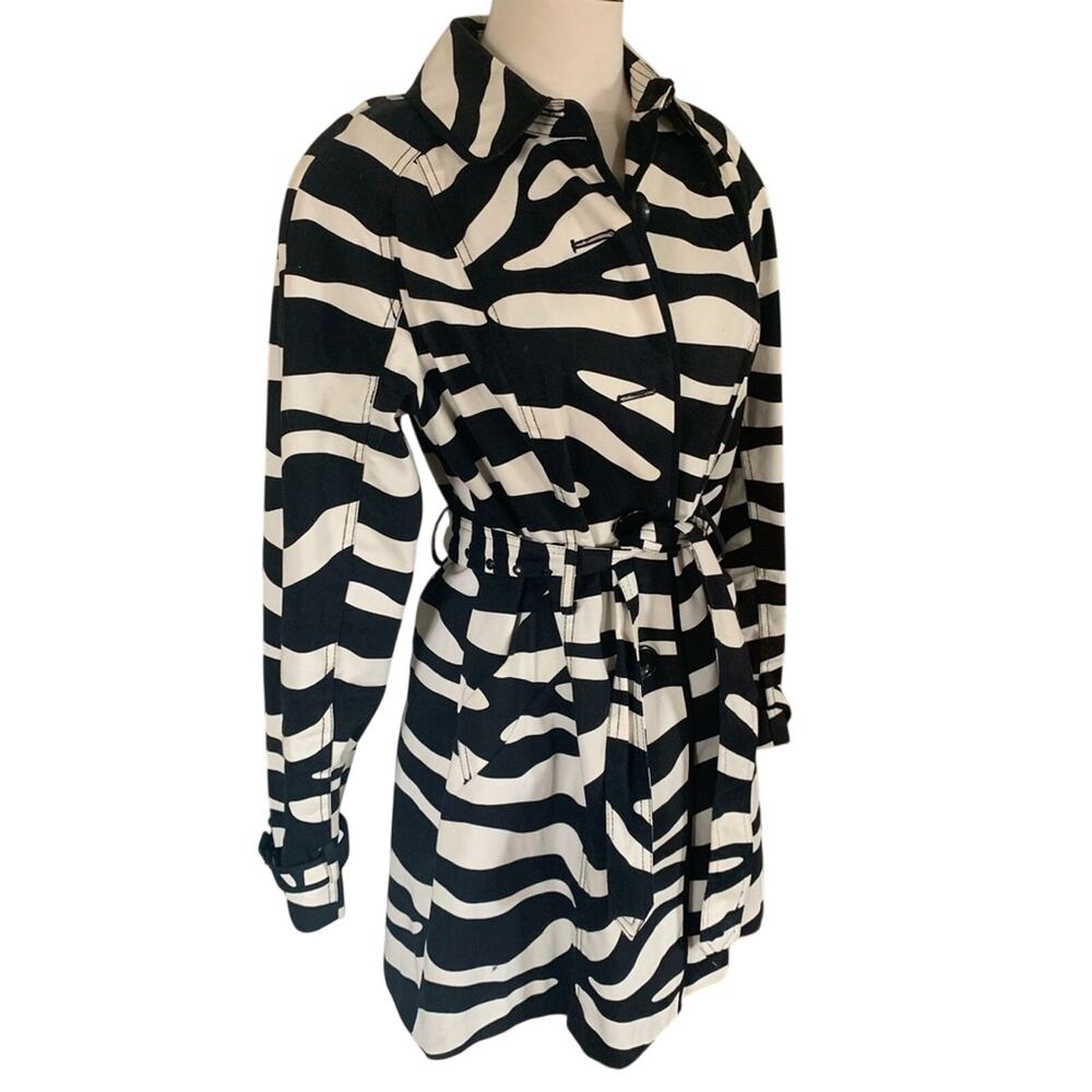 Worn Once Zebra / Animal Belted Rain Trench Coat  Women’s Medium - Picture 2 of 8